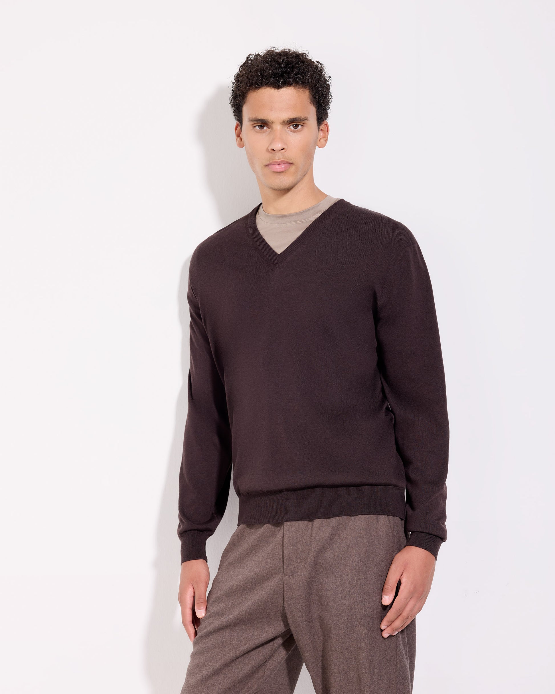 Scollo v royal merino caffè