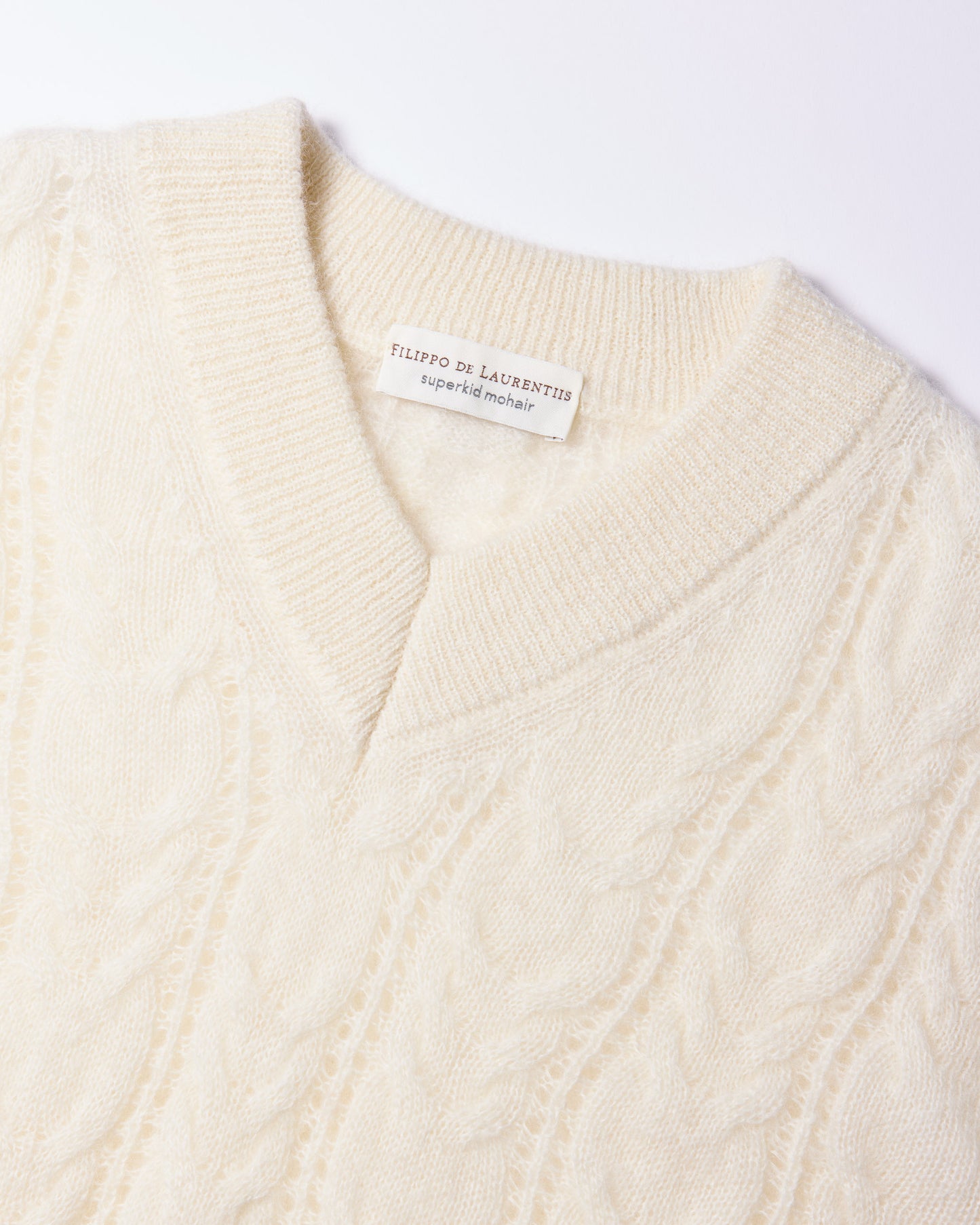 Scollo v trecce superkid mohair bianco latte