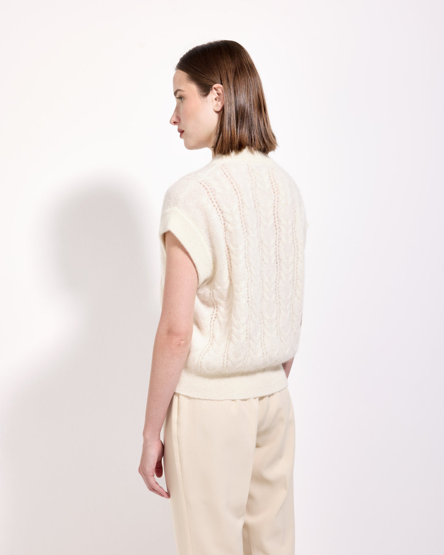 Scollo v trecce superkid mohair bianco latte