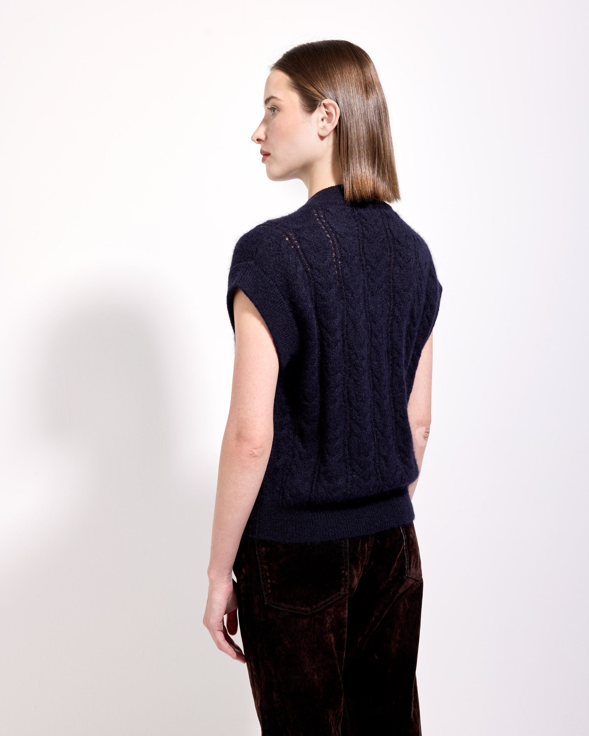 Scollo v trecce superkid mohair indaco