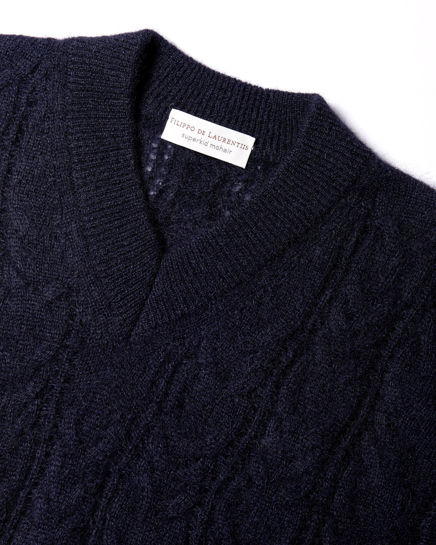 Scollo v trecce superkid mohair indaco