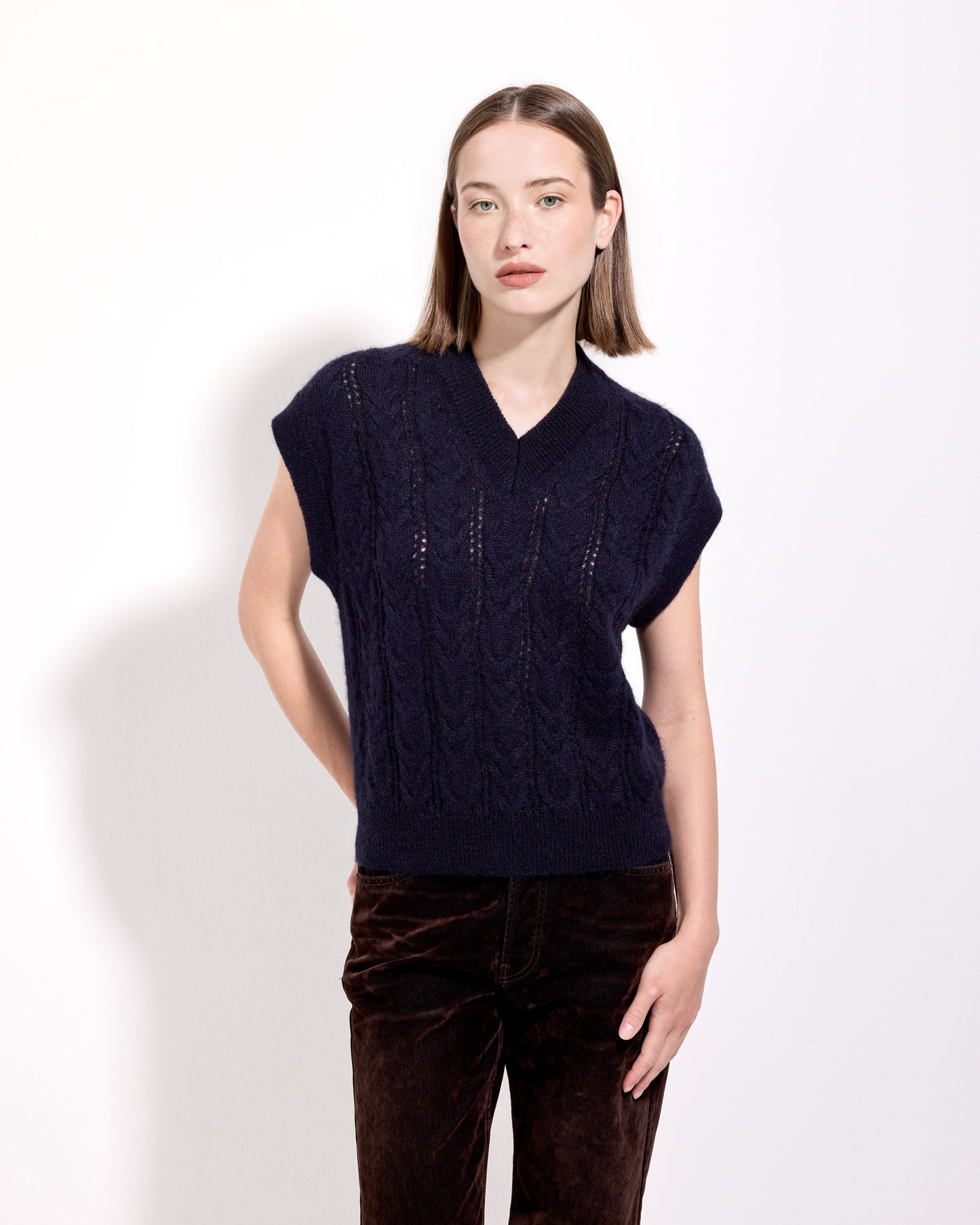 Scollo v trecce superkid mohair indaco