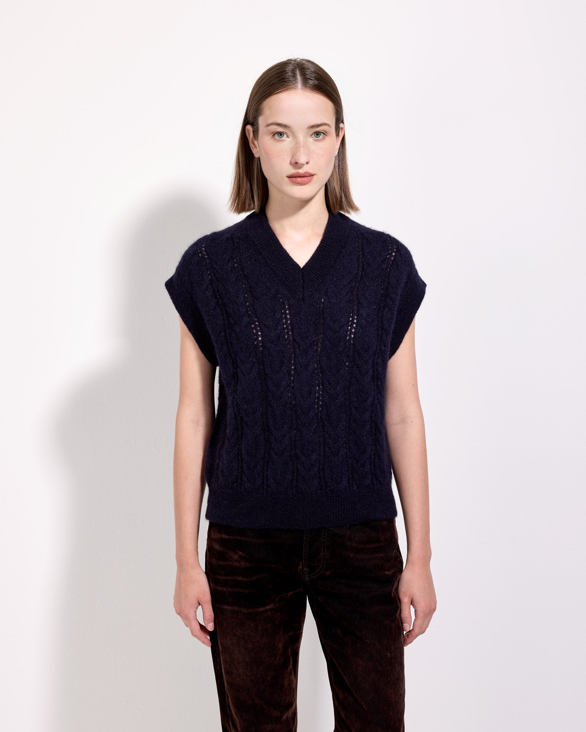 Scollo v trecce superkid mohair indaco