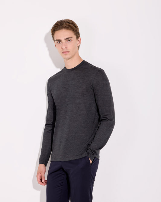 T-shirt manica lunga royal merino antracite