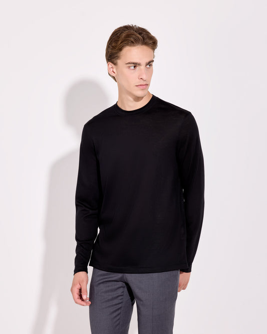 T-shirt manica lunga royal merino nero 