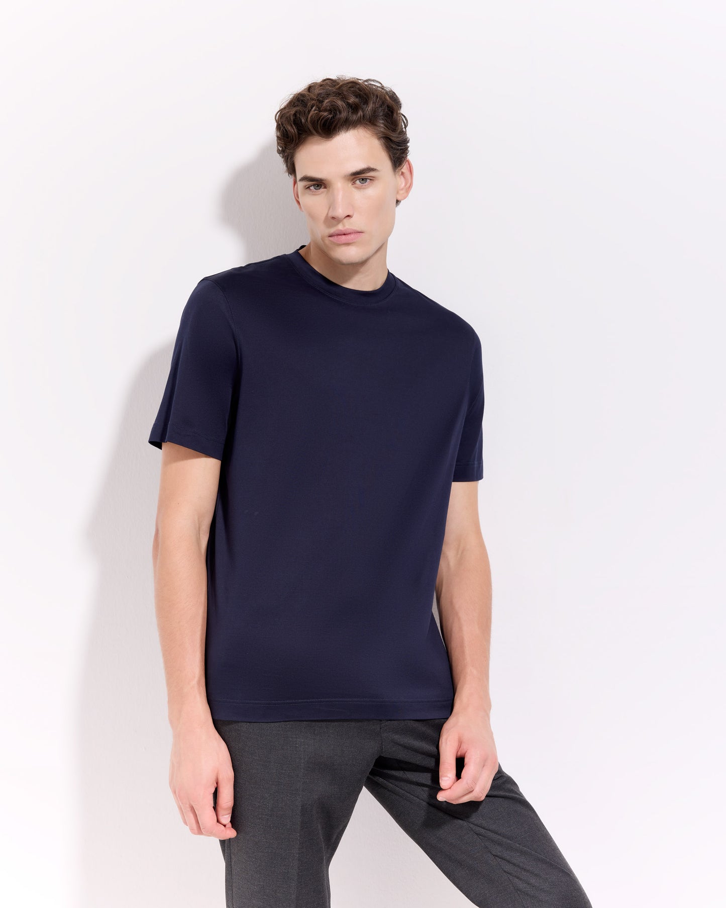 T-shirt supima jersey di cotone blu navy