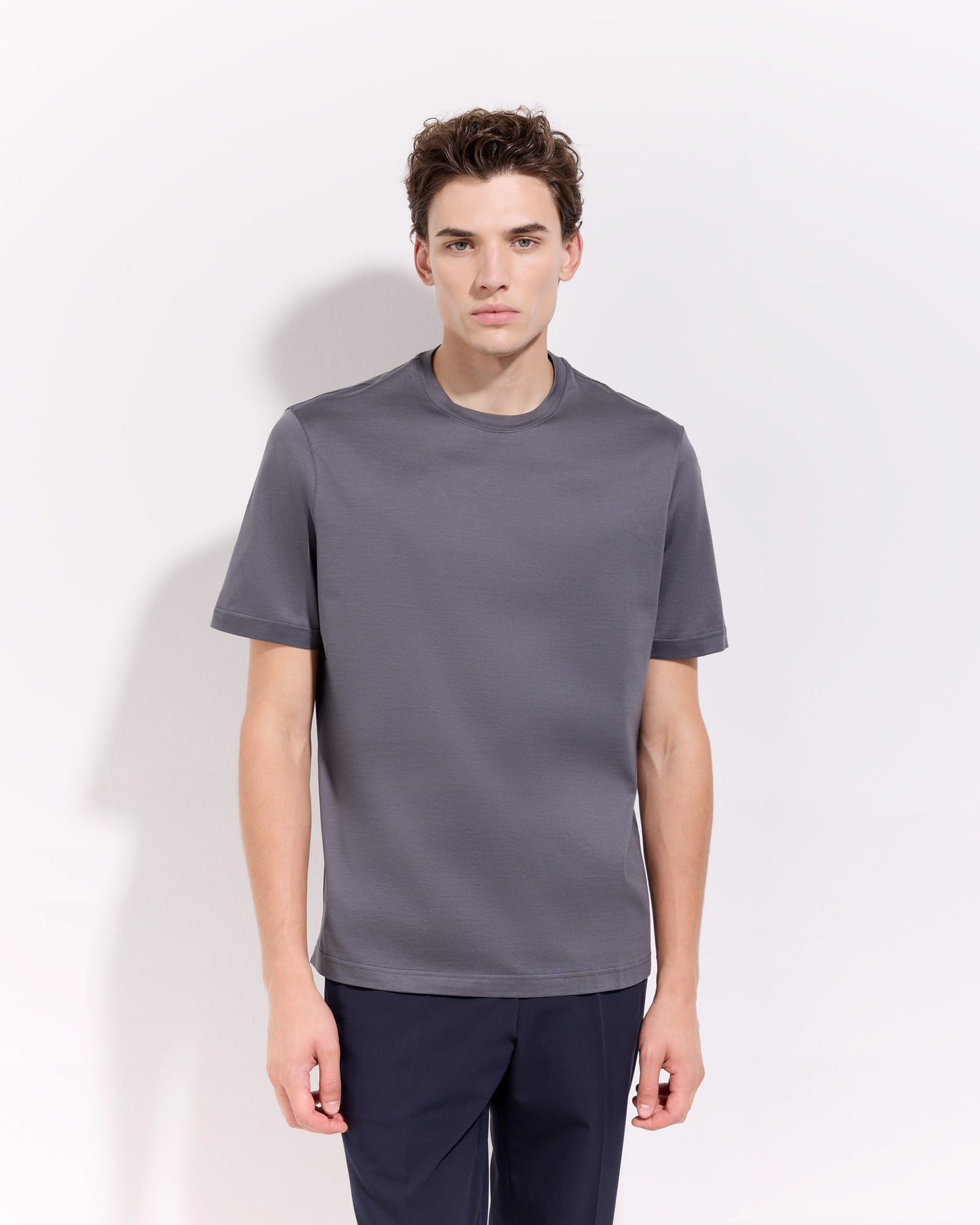 T-shirt supima jersey di cotone grigio ferro