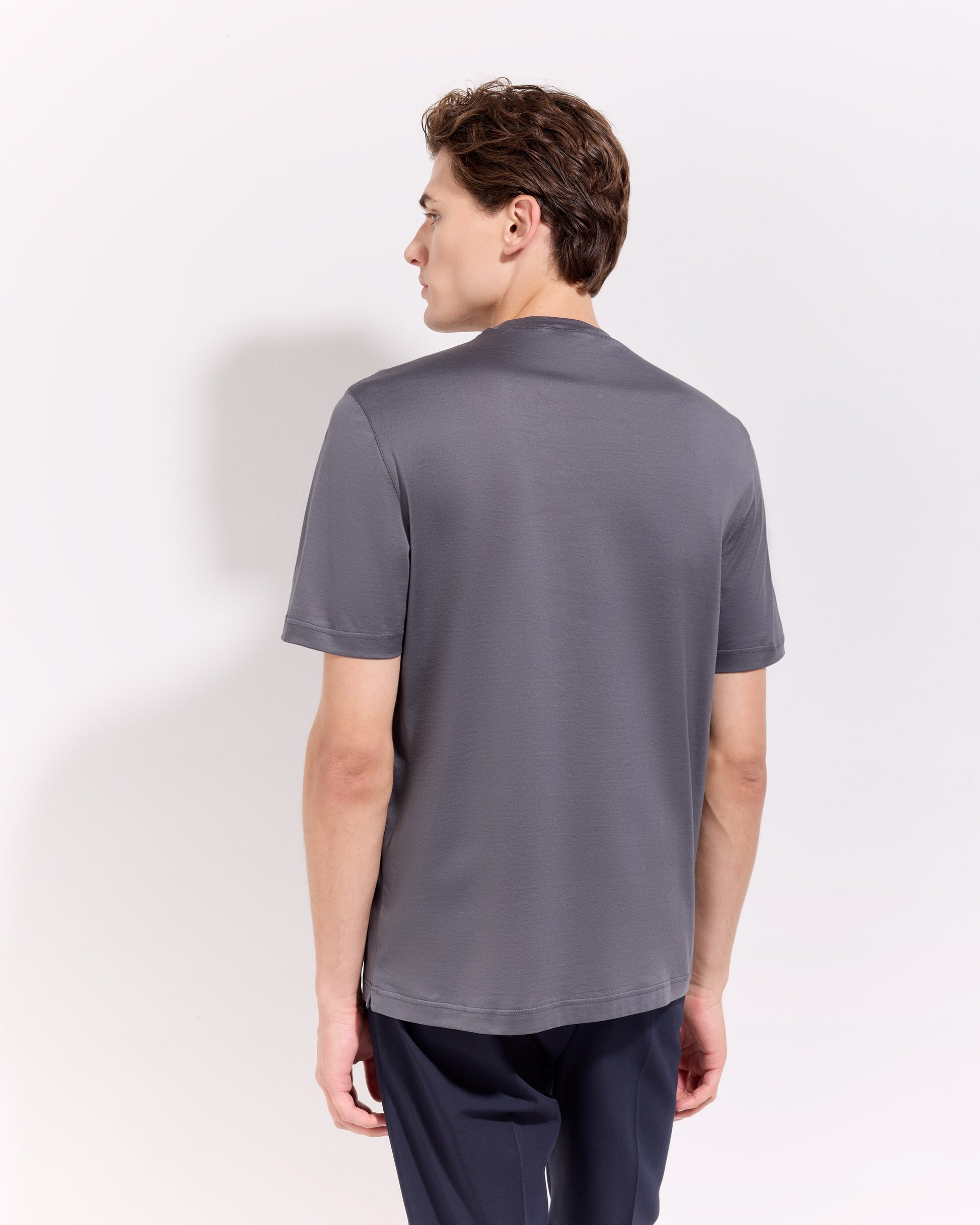 T-shirt supima jersey di cotone grigio ferro