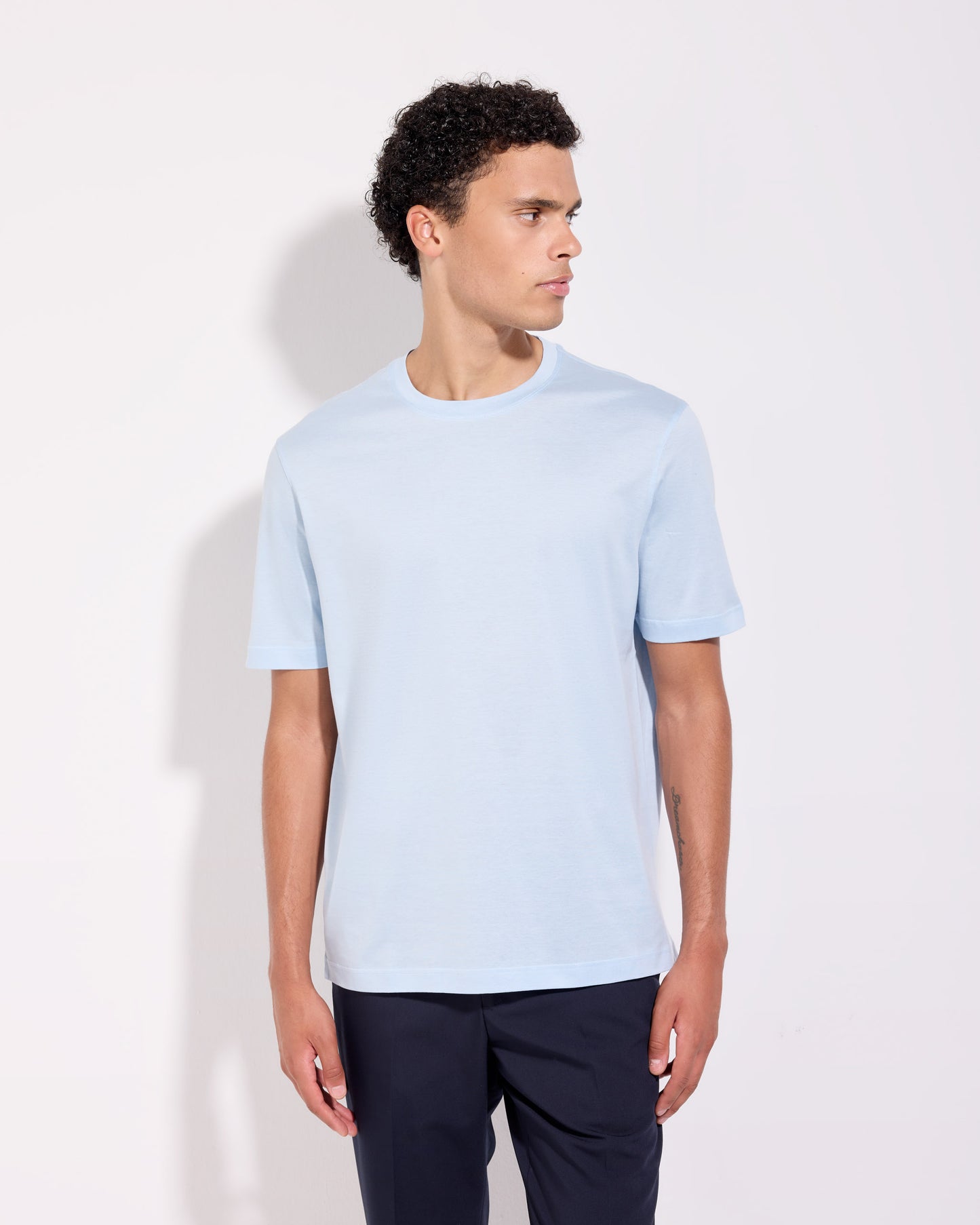 T-shirt supima jersey di cotone grigio polvere