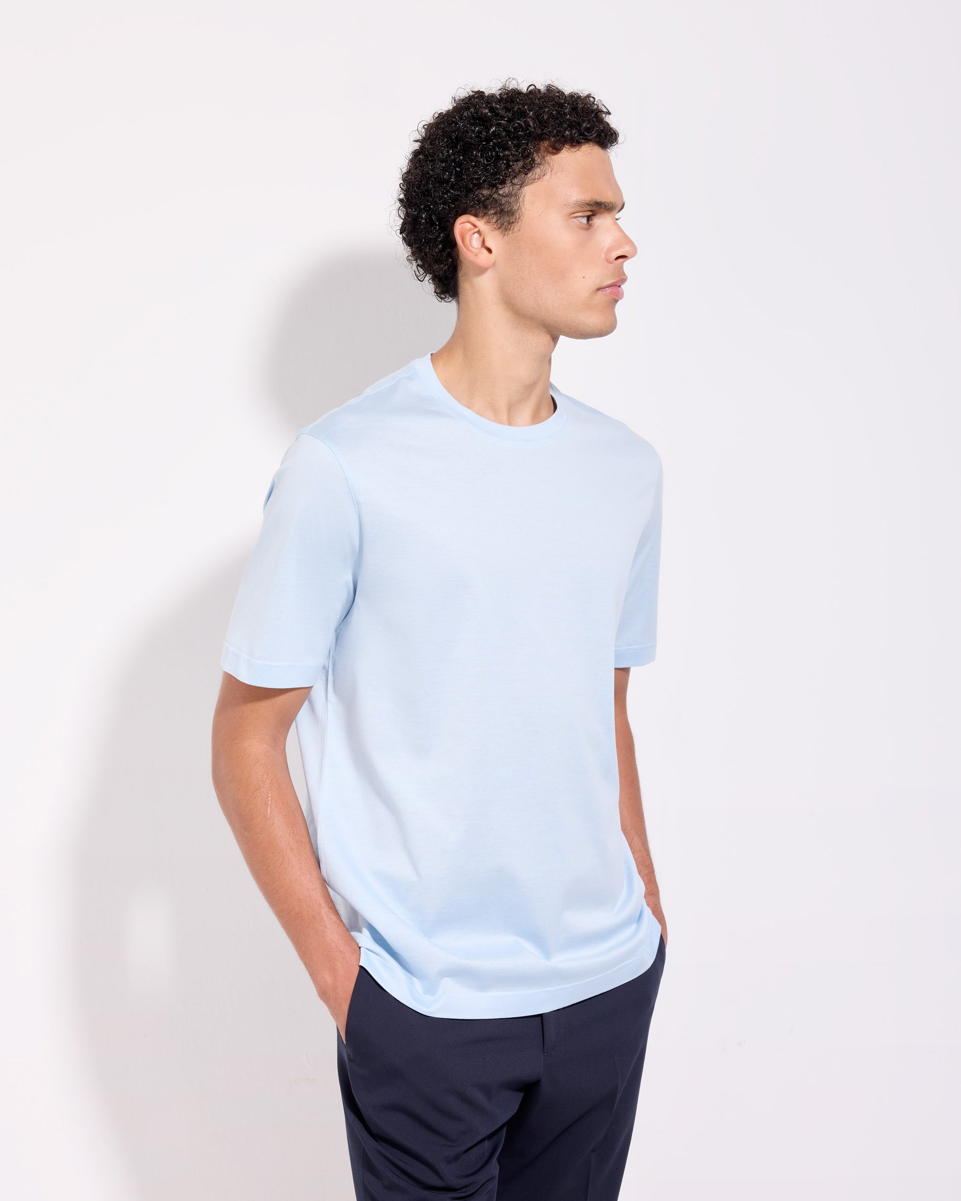 T-shirt supima jersey di cotone grigio polvere