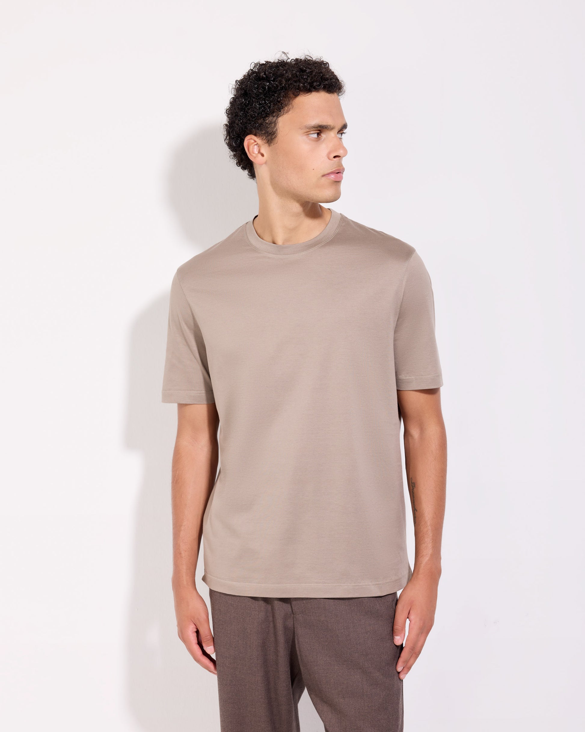 T-shirt supima jersey di cotone tortora