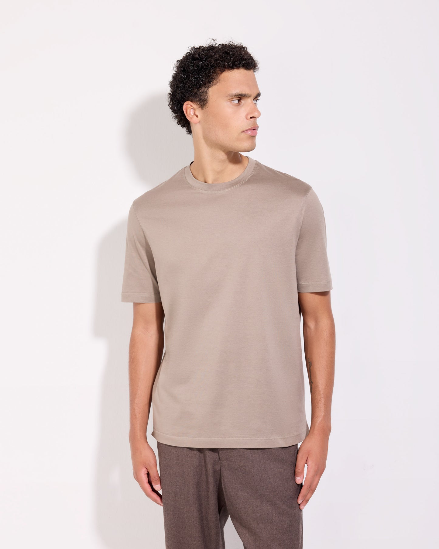 T-shirt supima jersey di cotone tortora