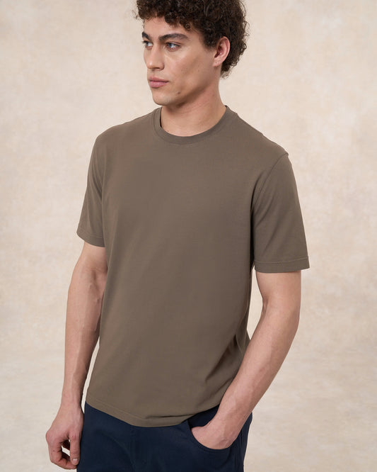 T-shirt tortora in cotone crepe